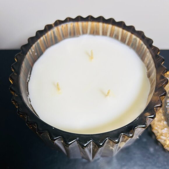 Homeworx by Slatkin Cinnamon French Toast Faceted Glass 3-Wick Candle 14oz - Picture 3 of 4